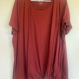 Maurices Red Relaxed Tie Front T-Shirt